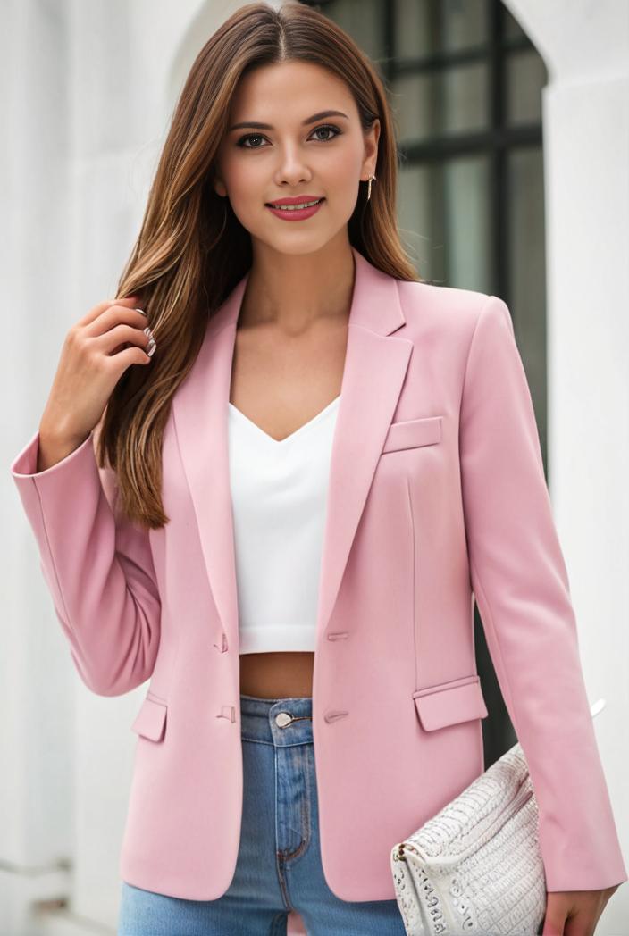 chic open front blazer with stylish pockets for women 145363