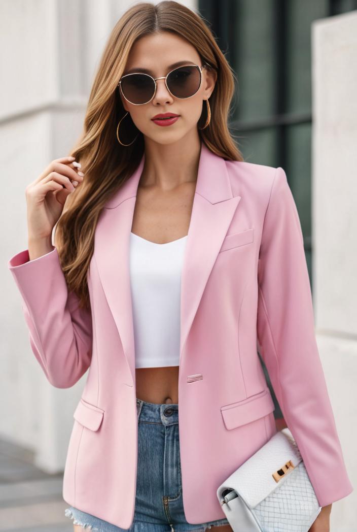 chic open front blazer with stylish pockets for women 145367