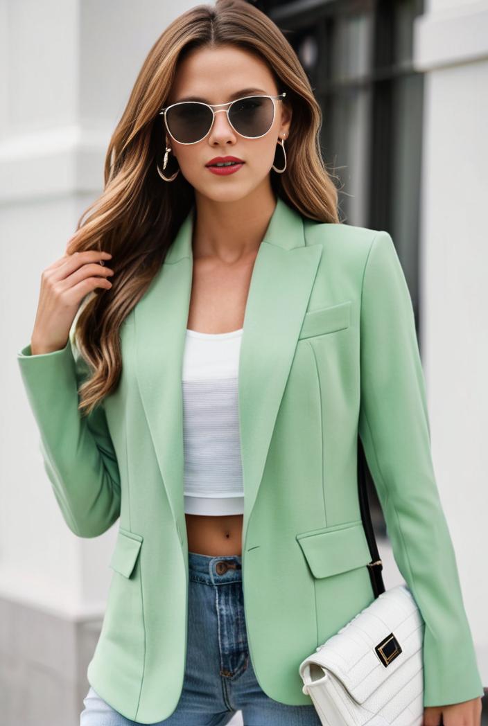 chic open front blazer with stylish pockets for women 145398