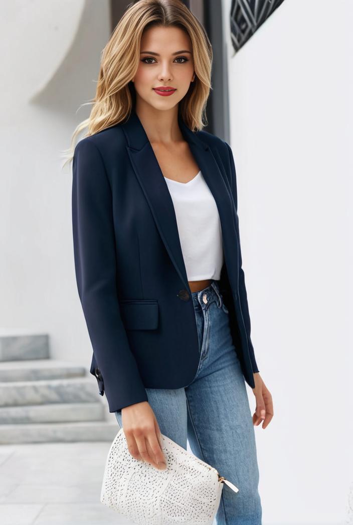 chic open front blazer with stylish pockets for women 145402
