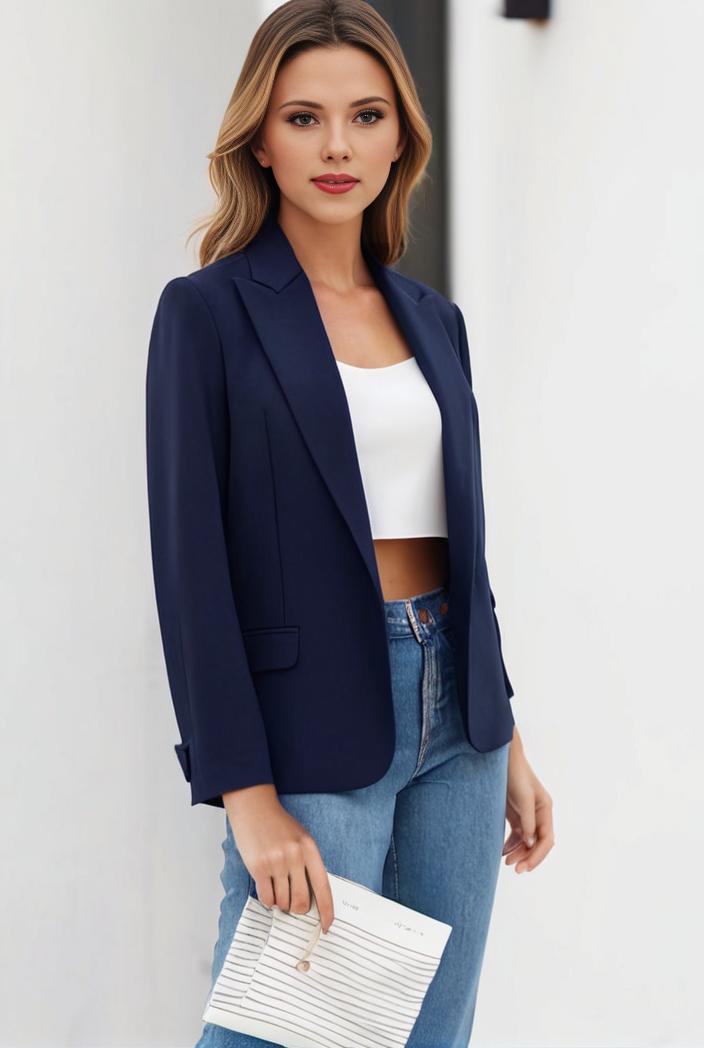 chic open front blazer with stylish pockets for women 145408
