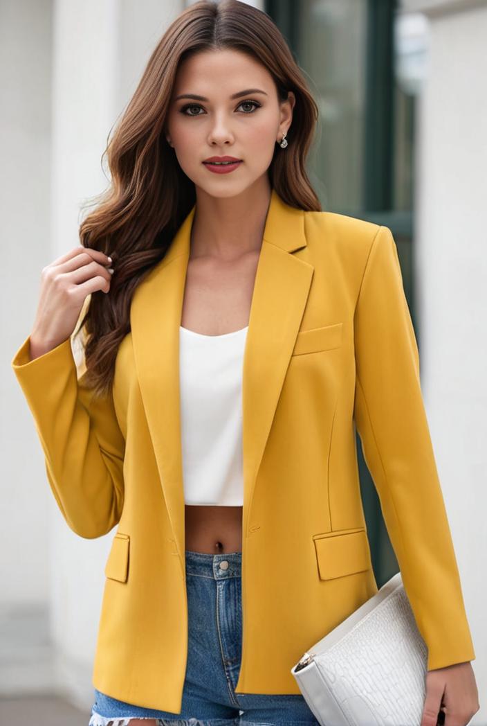 chic open front blazer with stylish pockets for women 145413