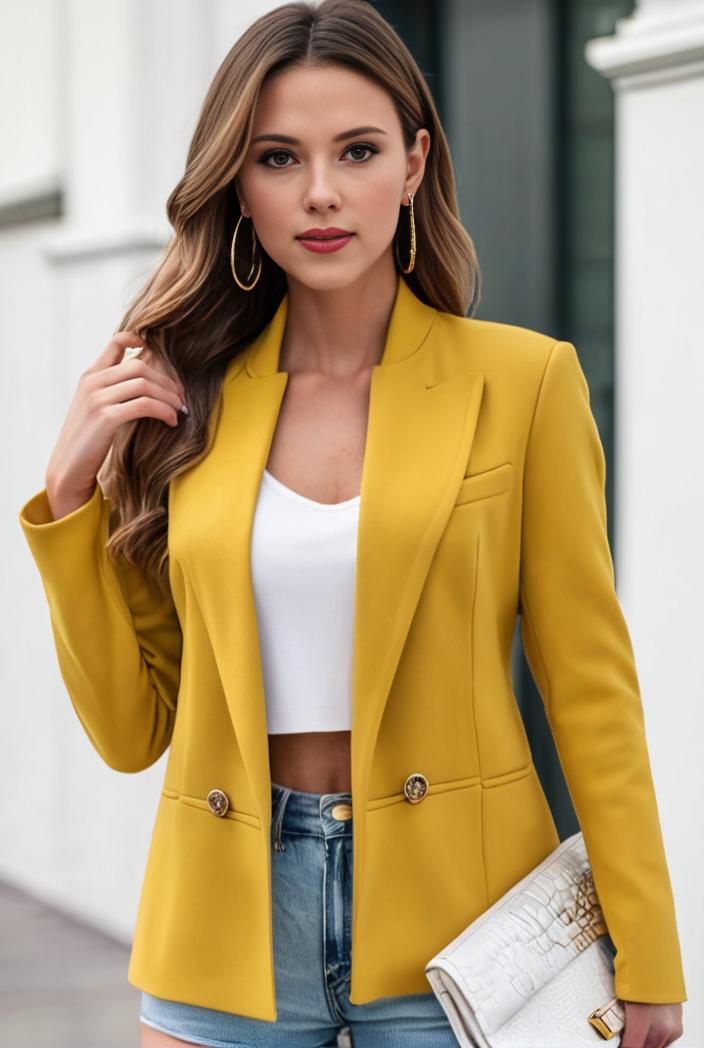 chic open front blazer with stylish pockets for women 145416