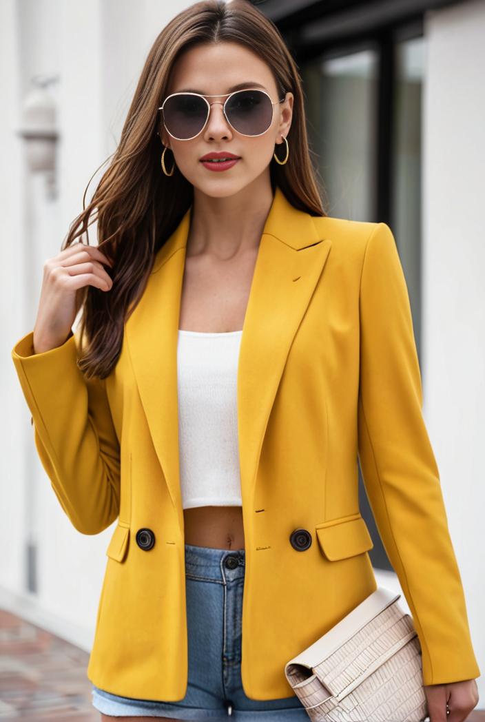 chic open front blazer with stylish pockets for women 145417