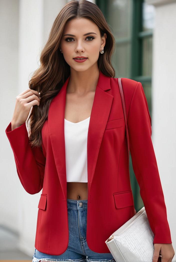 chic open front blazer with stylish pockets for women 145421