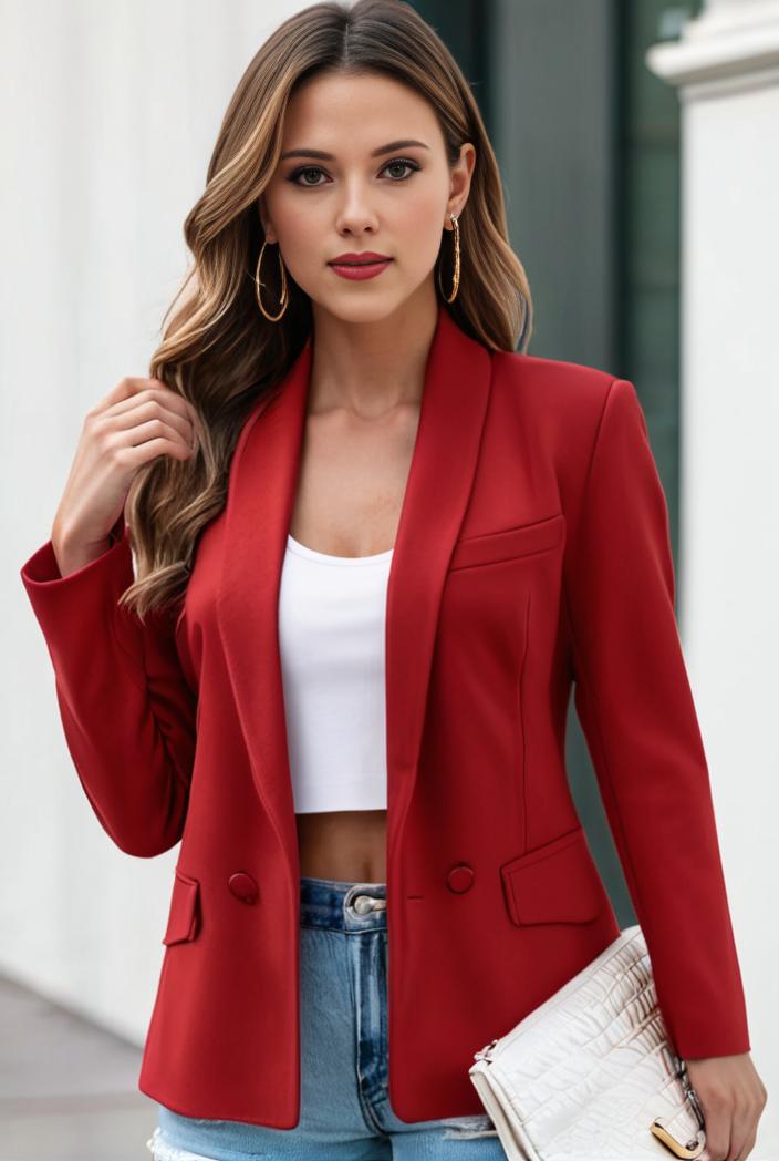 chic open front blazer with stylish pockets for women 145424