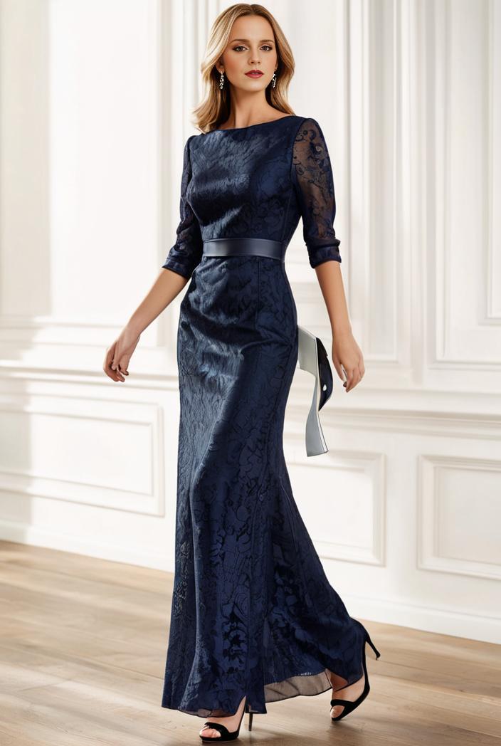 3 4 sleeve bodycon plunging back sequin evening dress 110428