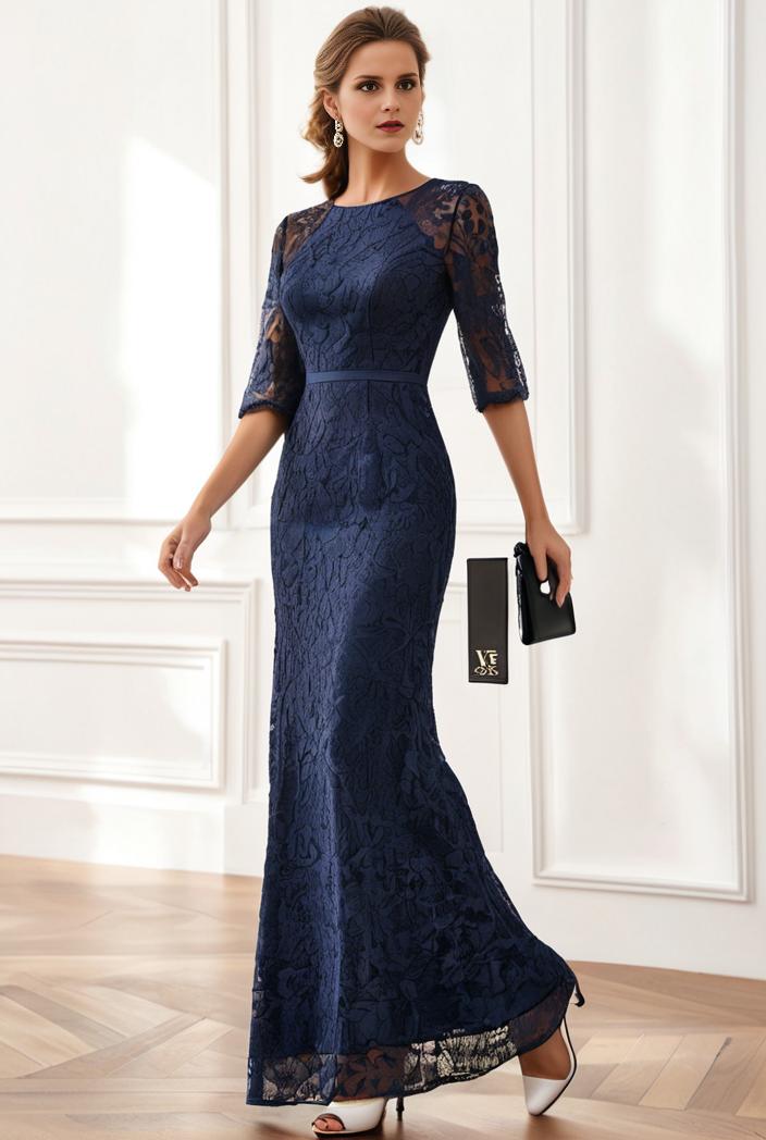 3 4 sleeve bodycon plunging back sequin evening dress 110430