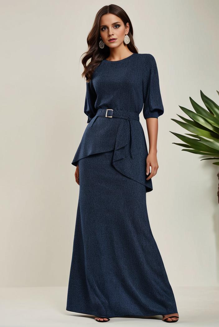3 4 sleeve bodycon plunging back sequin evening dress 110440