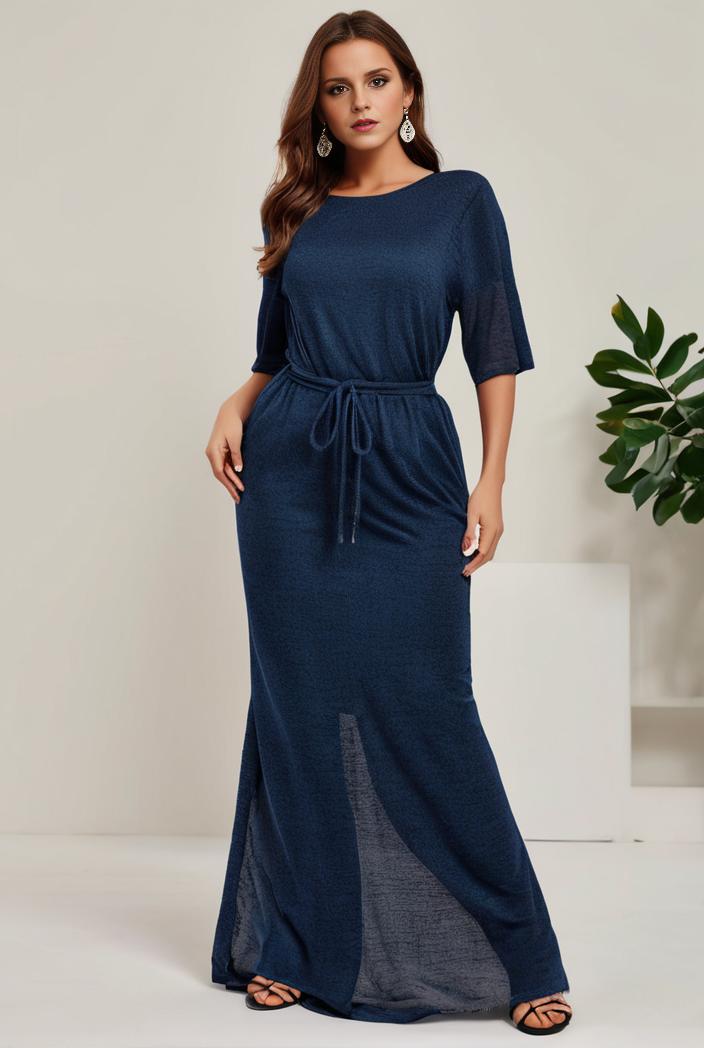 3 4 sleeve bodycon plunging back sequin evening dress 110441