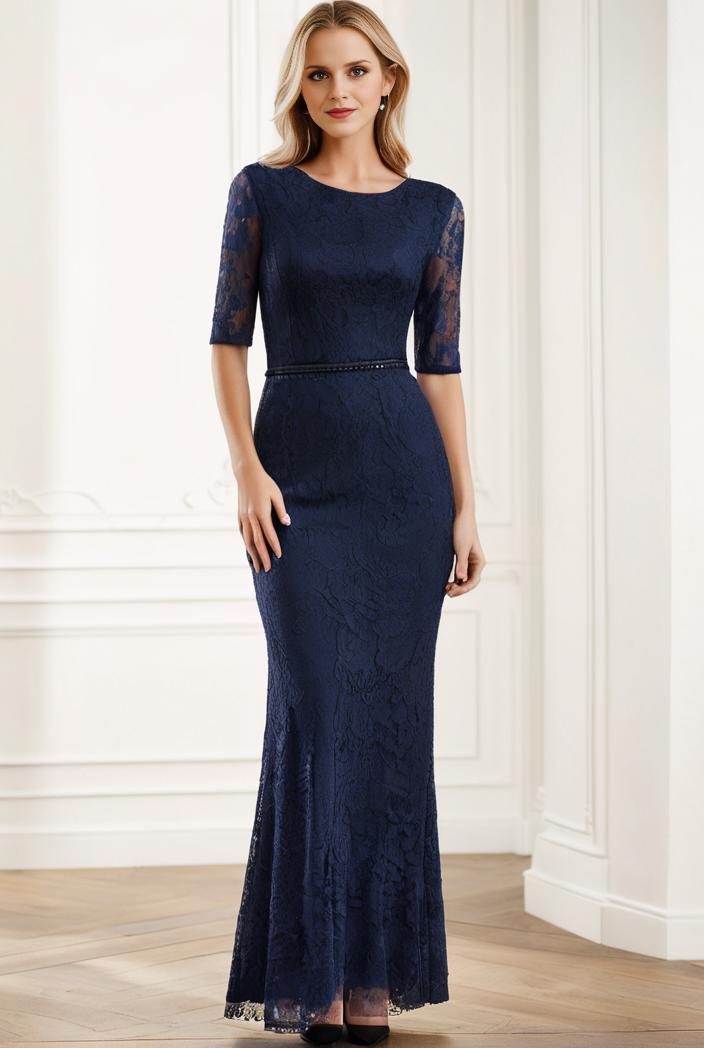 3 4 sleeve bodycon plunging back sequin evening dress 110468