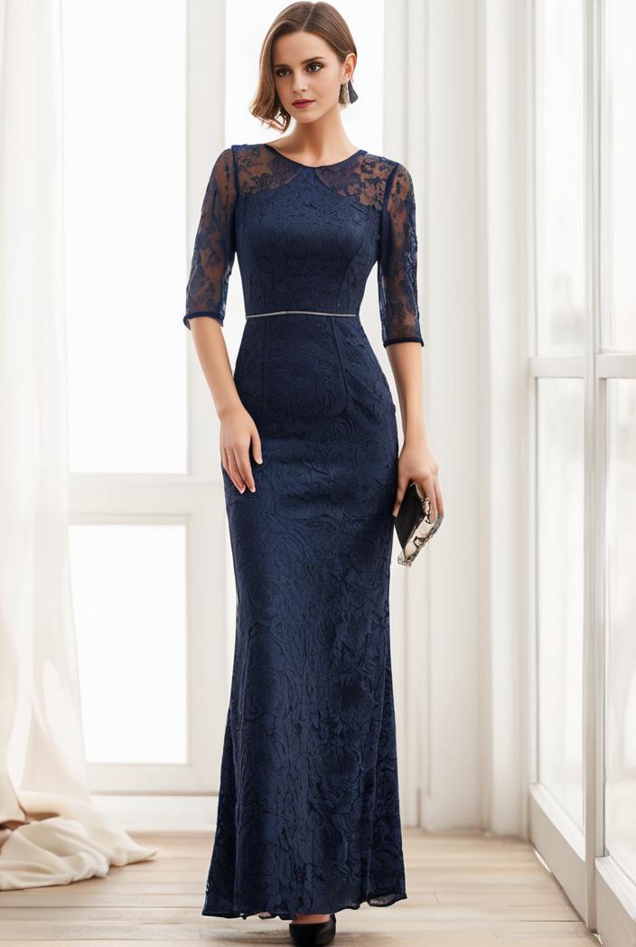 3 4 sleeve bodycon plunging back sequin evening dress 110470