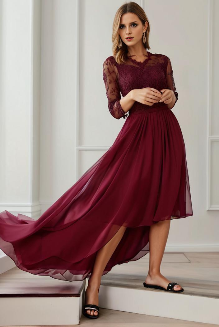 3 4 sleeve sheer sequin stripe high low hem evening dress 110521