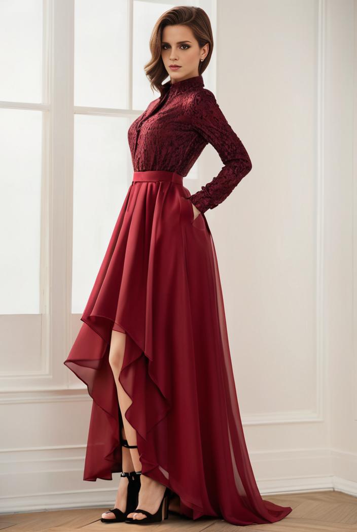 3 4 sleeve sheer sequin stripe high low hem evening dress 110525