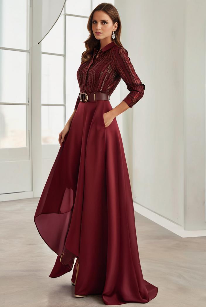 3 4 sleeve sheer sequin stripe high low hem evening dress 110528