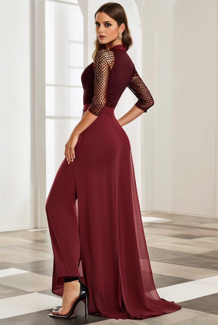 3 4 sleeve sheer sequin stripe high low hem evening dress 110531