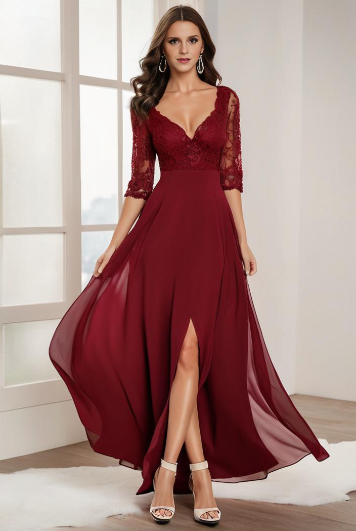 3 4 sleeve sheer sequin stripe high low hem evening dress 110540