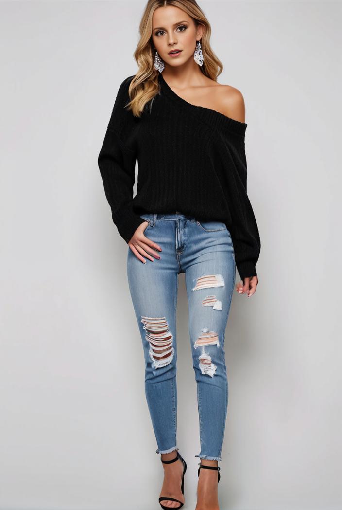 curvy high waist ripped raw hem cropped skinny denim jeans 114387