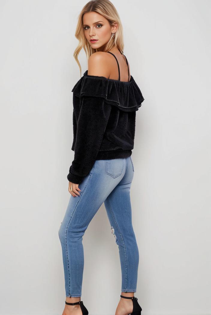 curvy high waist ripped raw hem cropped skinny denim jeans 114408