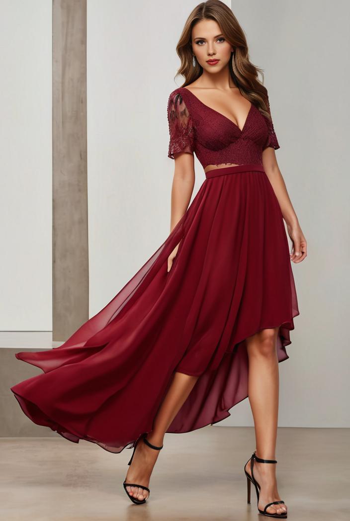 3 4 sleeve sheer sequin stripe high low hem evening dress 124808