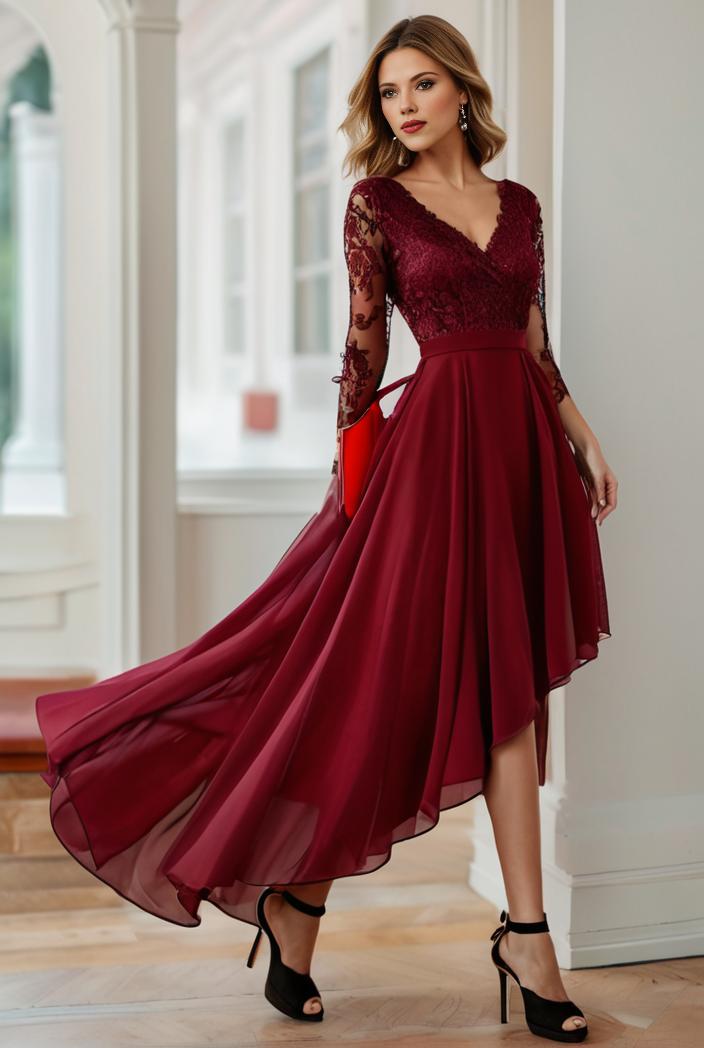 3 4 sleeve sheer sequin stripe high low hem evening dress 124835