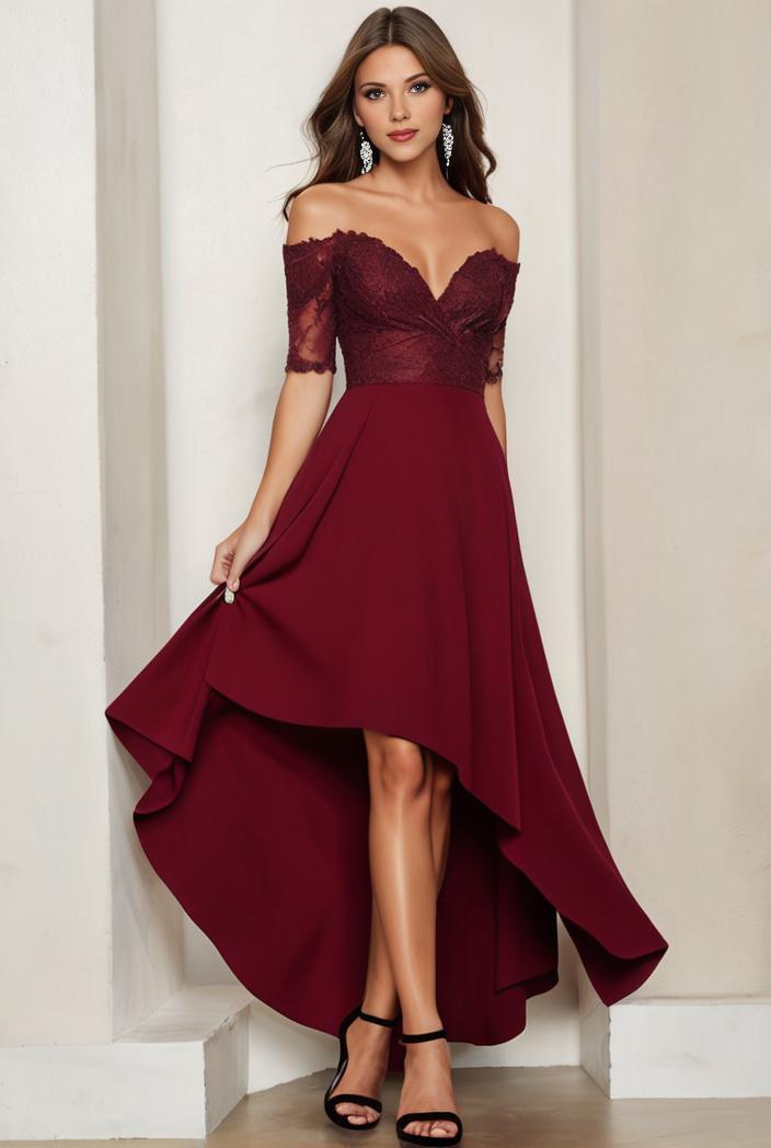 3 4 sleeve sheer sequin stripe high low hem evening dress 124856