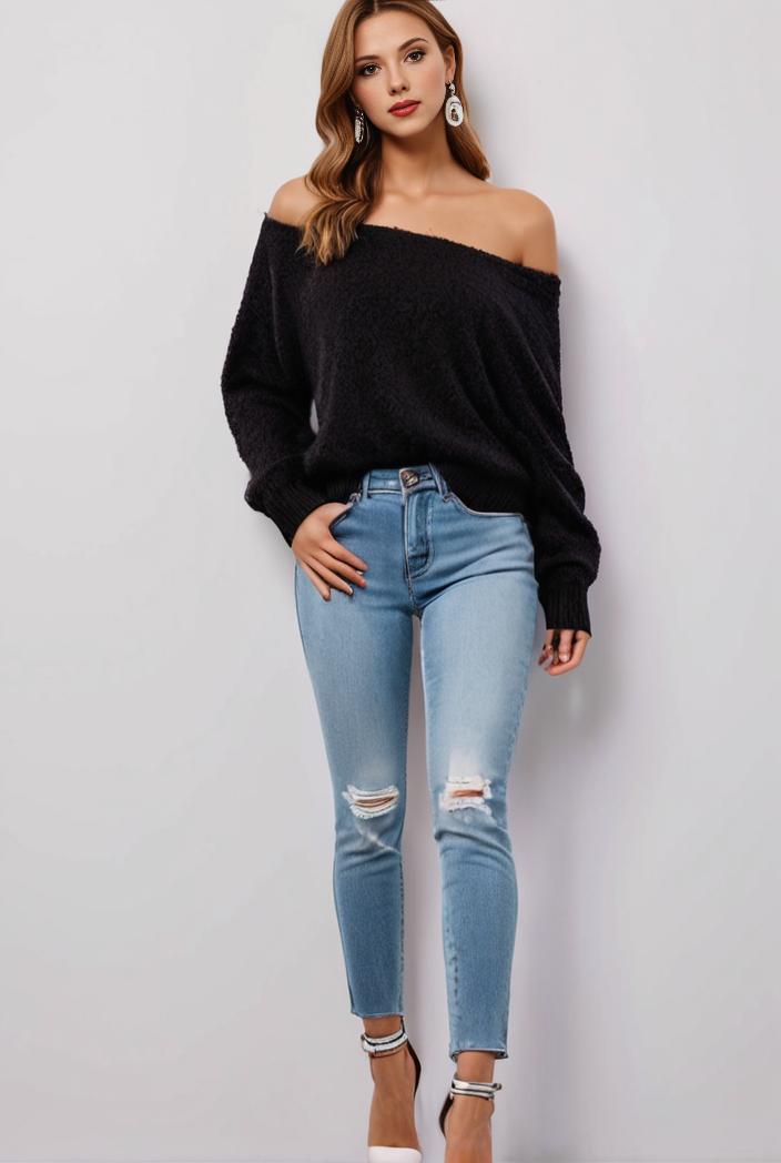 curvy high waist ripped raw hem cropped skinny denim jeans 128703