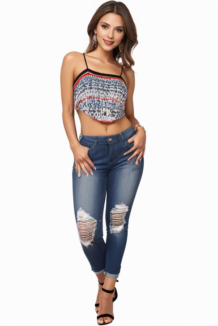 curvy high waist ripped raw hem cropped skinny denim jeans 128716