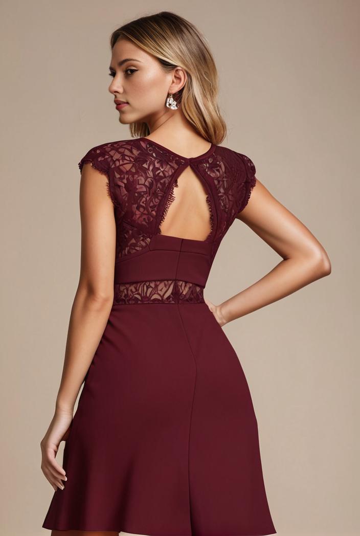 elegant chiffon maxi evening dress with lace cap sleeve 130971