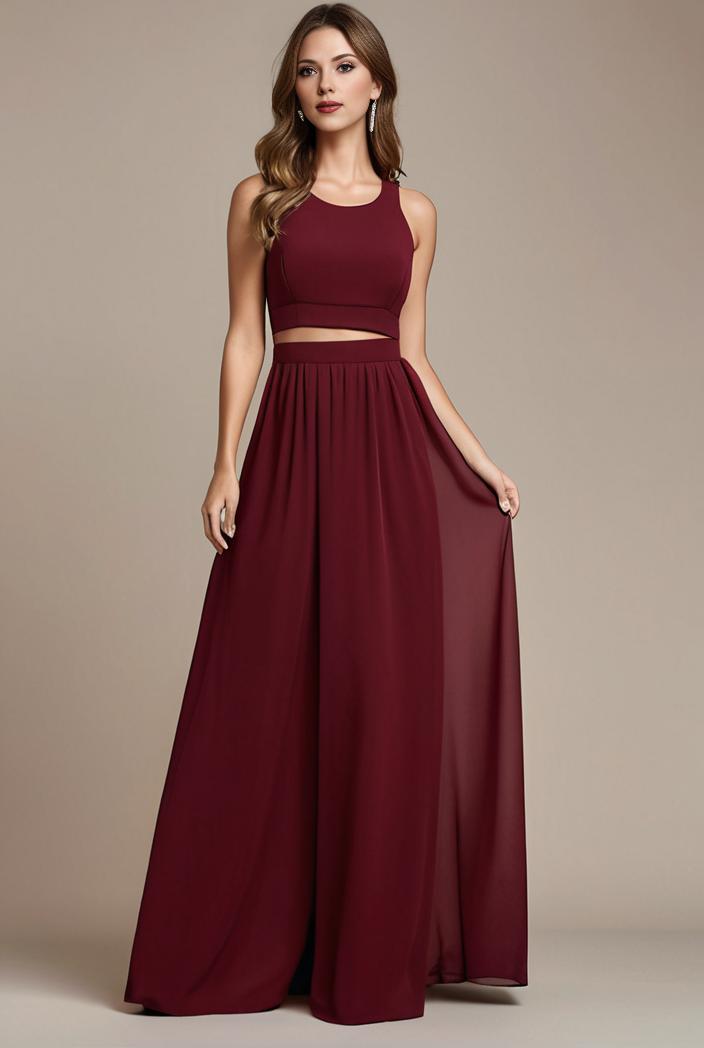 elegant chiffon maxi evening dress with lace cap sleeve 130984