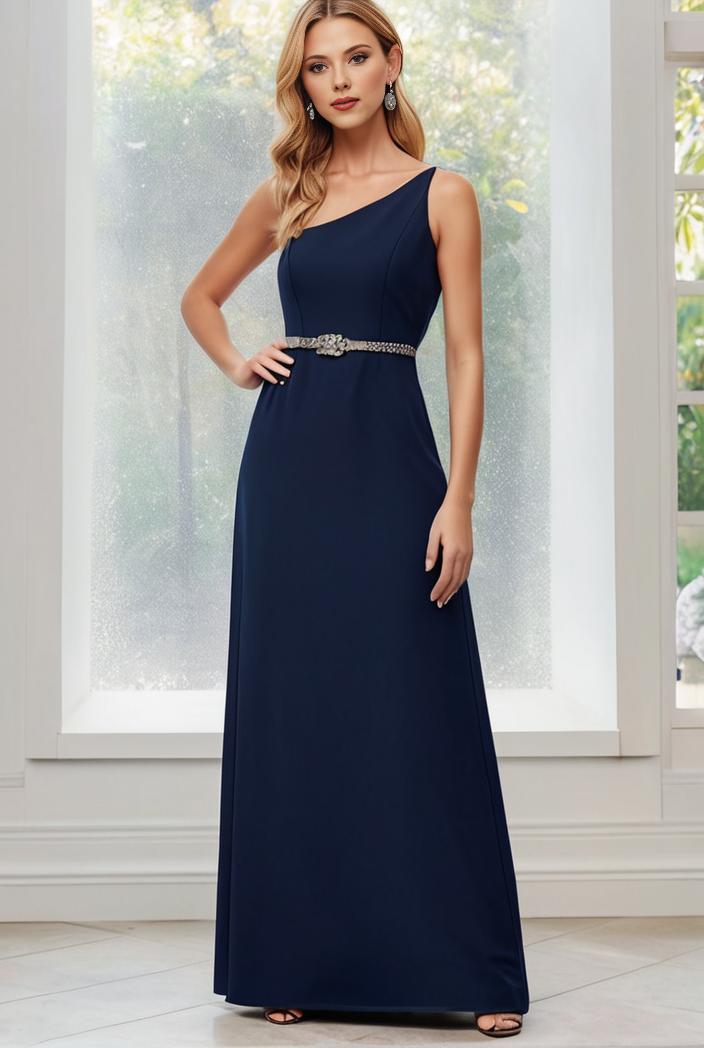 flowy chiffon one shoulder with three straps bridesmaid dress 137348