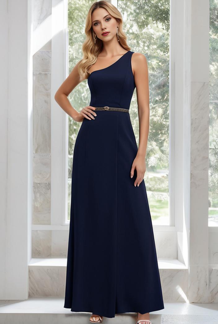 flowy chiffon one shoulder with three straps bridesmaid dress 137346