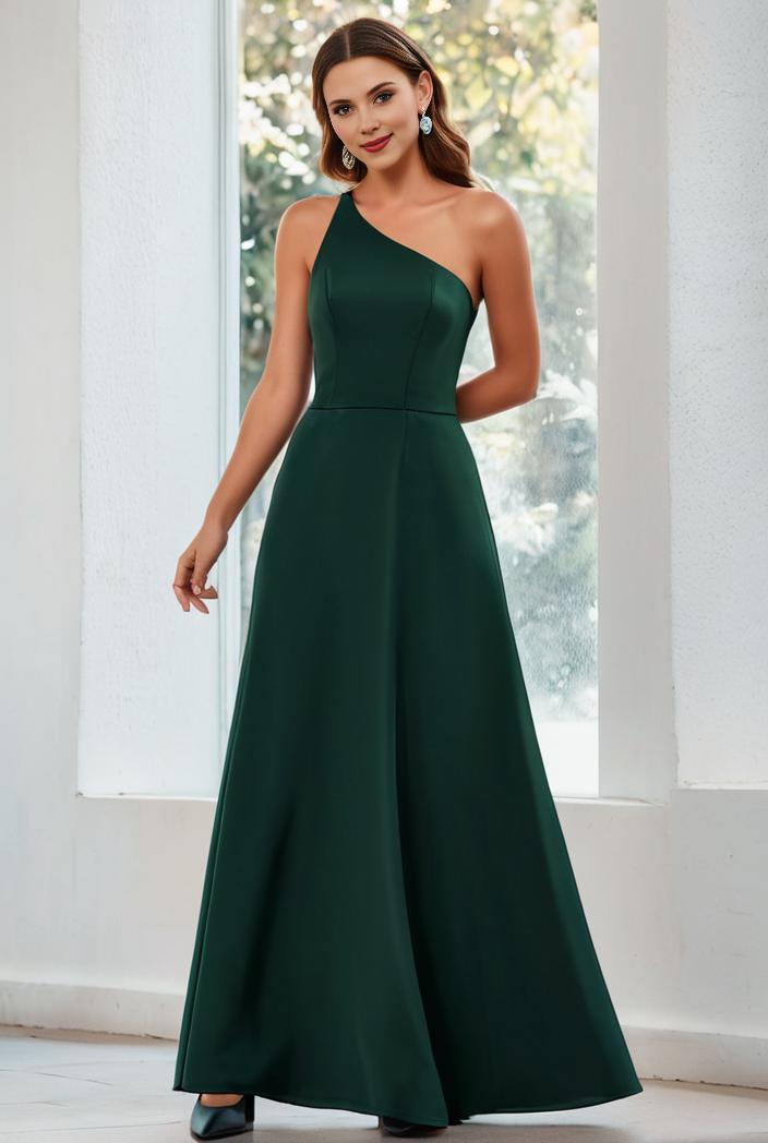 flowy chiffon one shoulder with three straps bridesmaid dress 137359