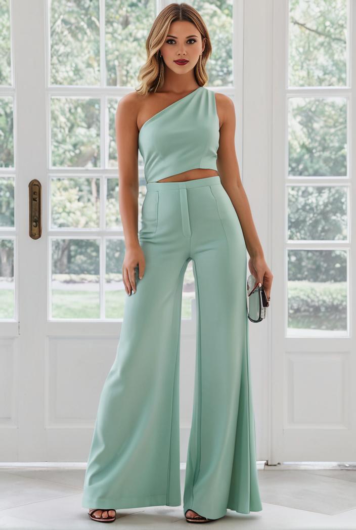 flowy chiffon one shoulder with three straps bridesmaid dress 137367