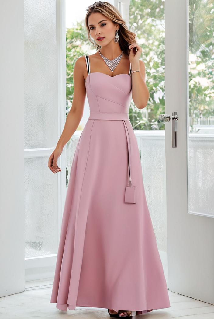 flowy chiffon one shoulder with three straps bridesmaid dress 137368