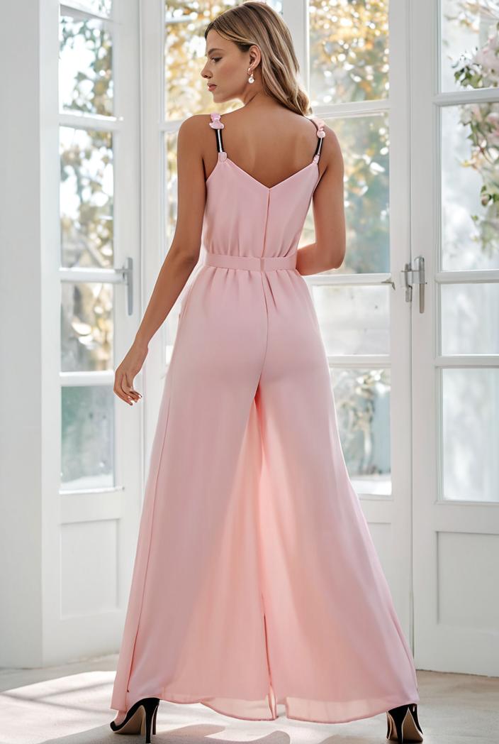 flowy chiffon one shoulder with three straps bridesmaid dress 137371