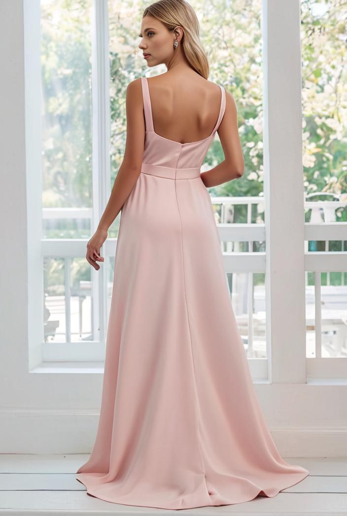 flowy chiffon one shoulder with three straps bridesmaid dress 137372