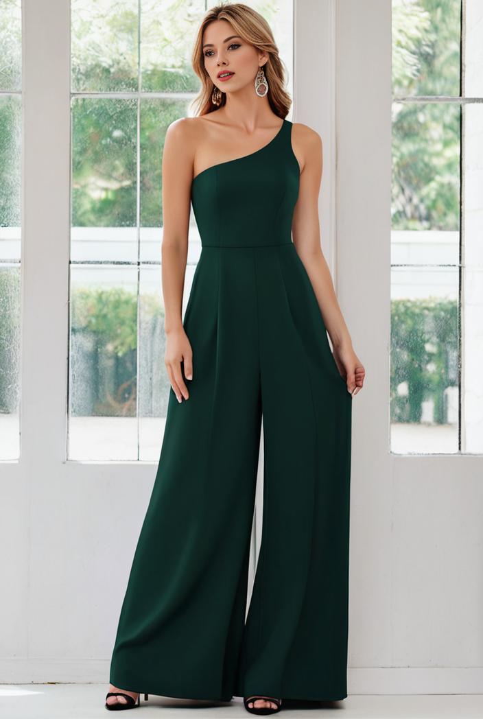 flowy chiffon one shoulder with three straps bridesmaid dress 137415