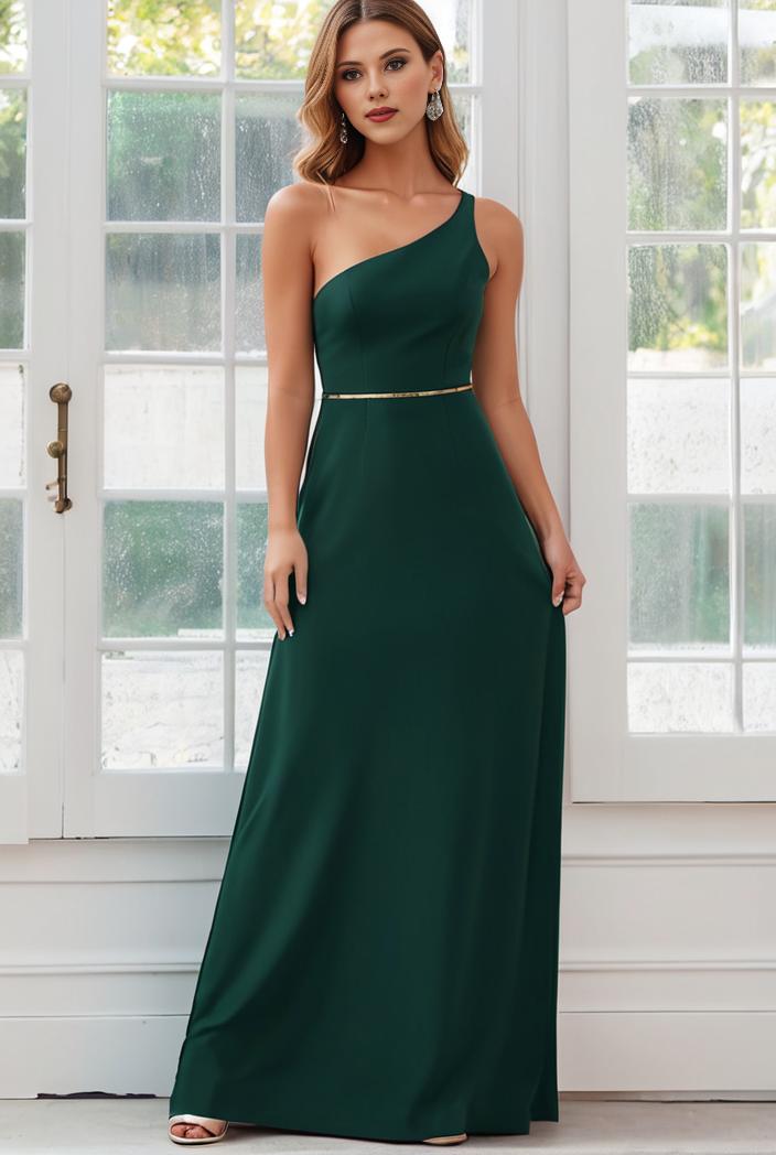 flowy chiffon one shoulder with three straps bridesmaid dress 137419