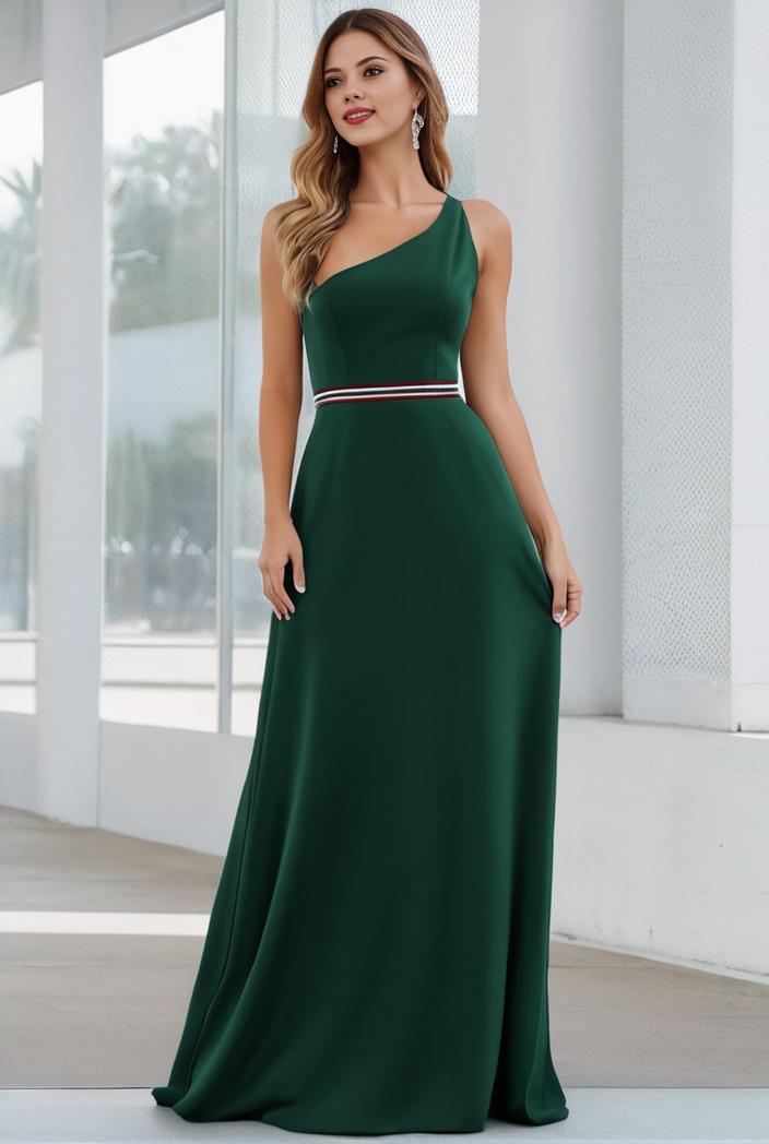 flowy chiffon one shoulder with three straps bridesmaid dress 137420