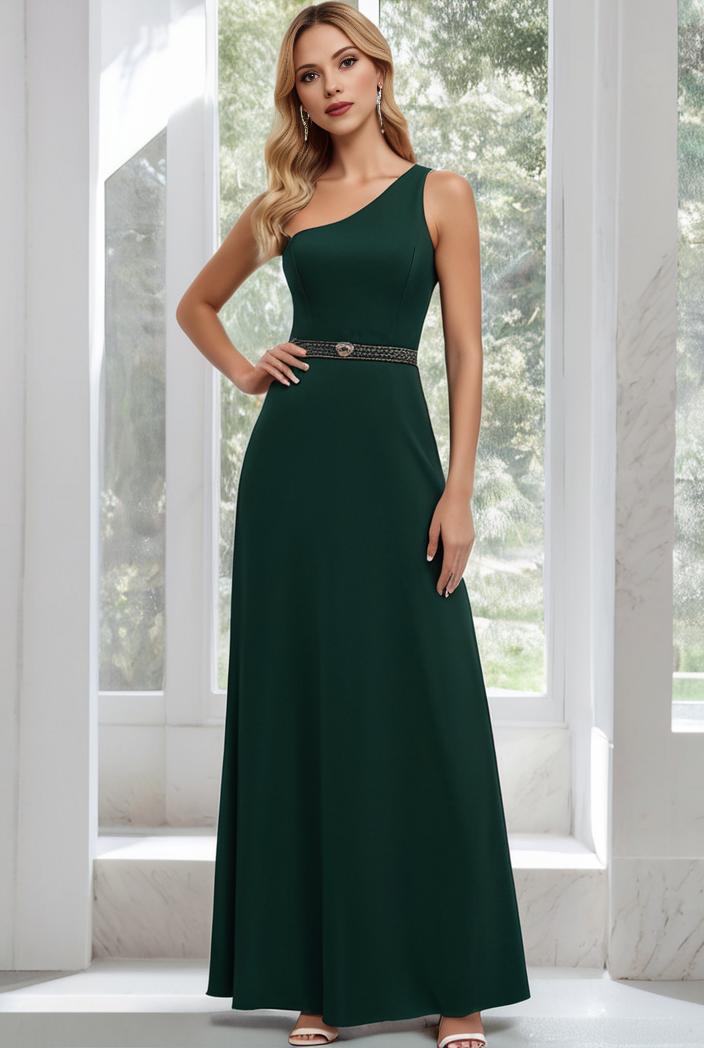flowy chiffon one shoulder with three straps bridesmaid dress 137428