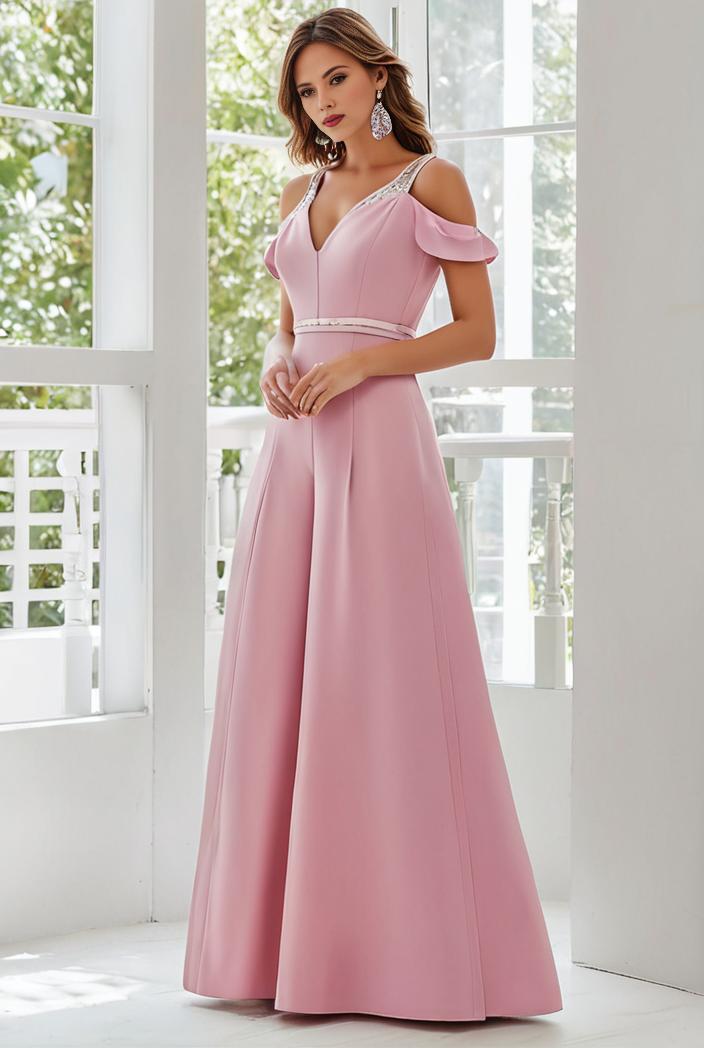 flowy chiffon one shoulder with three straps bridesmaid dress 137429