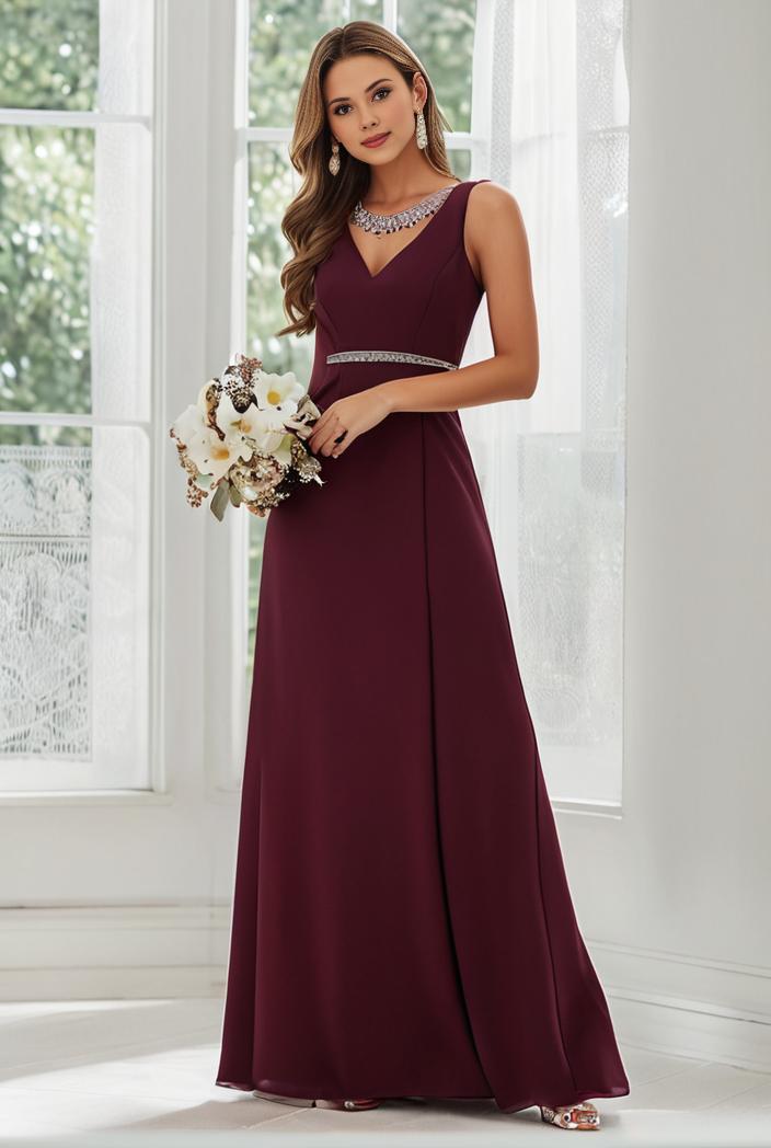 flowy chiffon one shoulder with three straps bridesmaid dress 137456