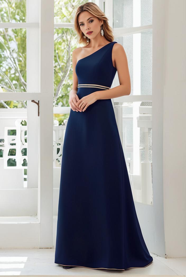 flowy chiffon one shoulder with three straps bridesmaid dress 137472