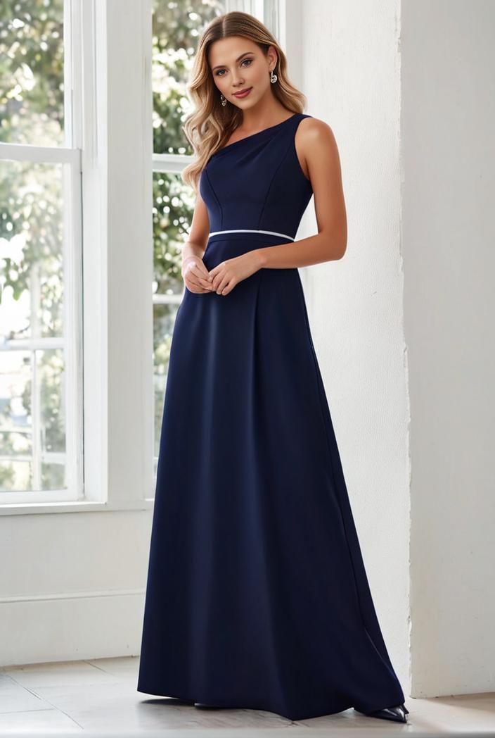 flowy chiffon one shoulder with three straps bridesmaid dress 137478