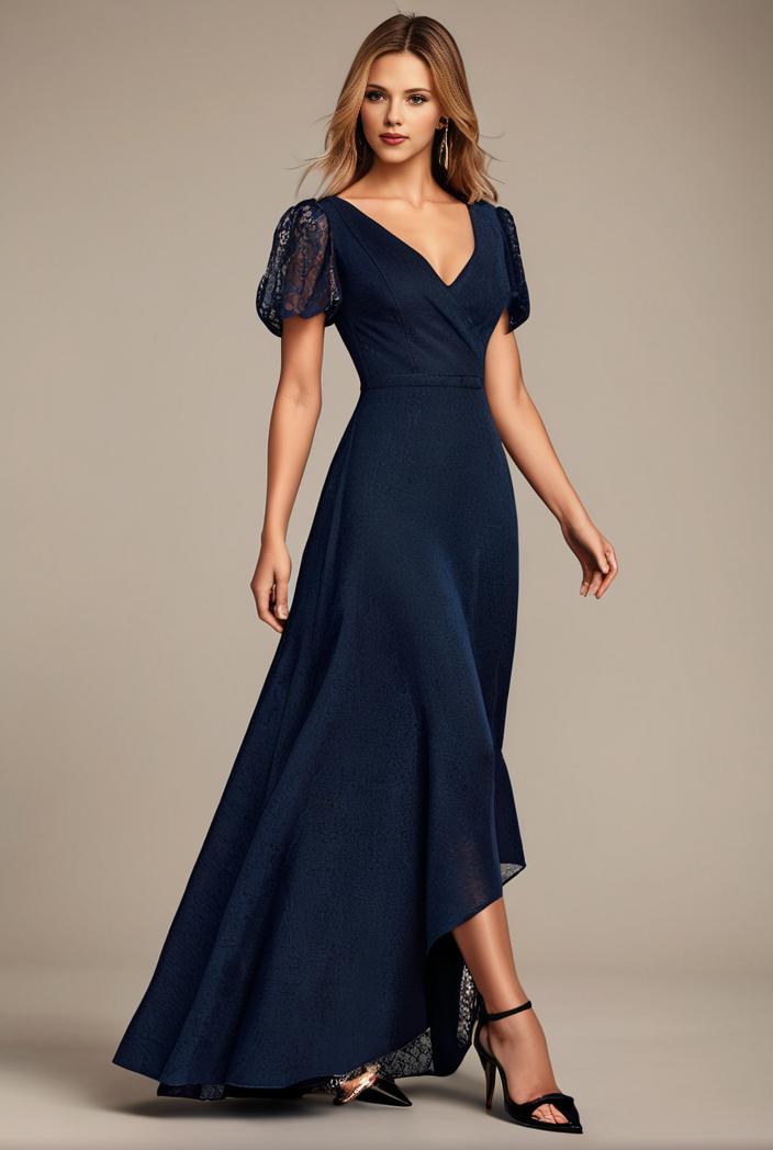 glitter high low front side slit ruffled v neck evening dress 137709