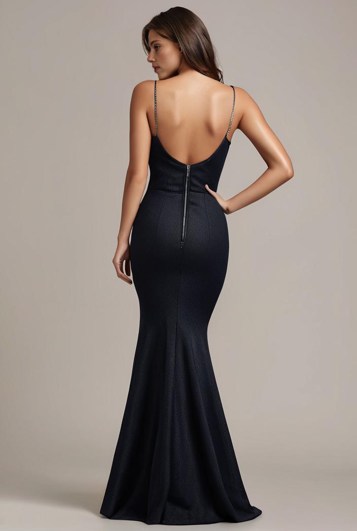 glitter spaghetti strap u veck open back bodycon stretchy evening dress 137810