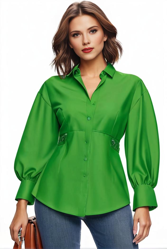 plus size casual blouse women s plus solid button up lantern sleeve turn down collar nipped waist blouse 143743