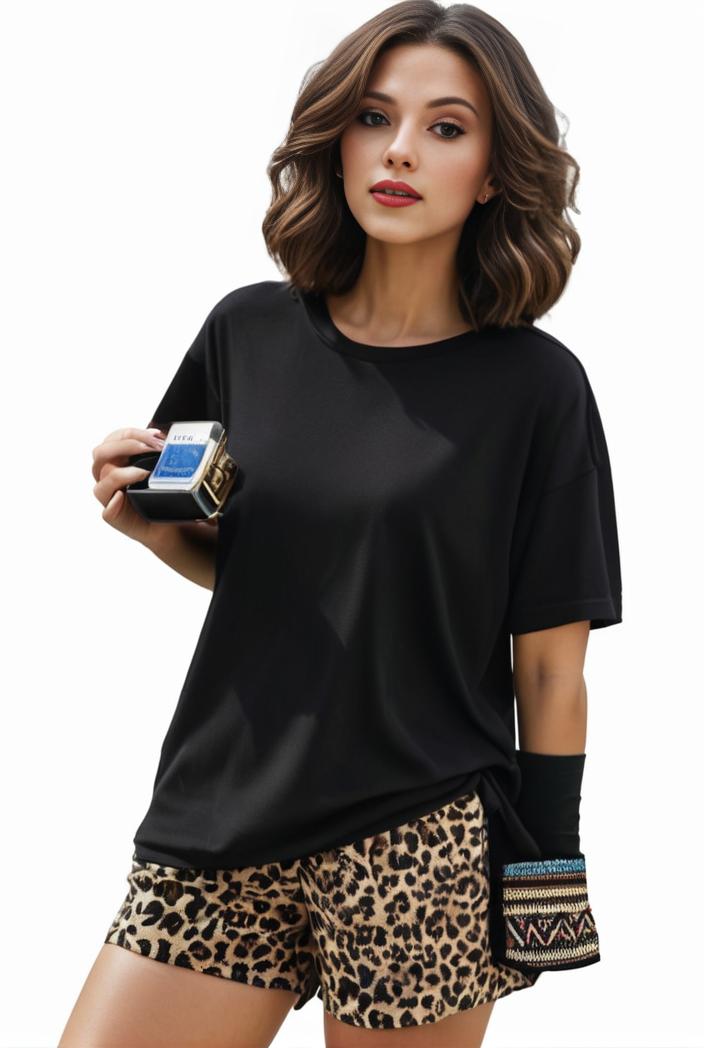 plus size casual pajama two piece set women s plus leopard heart print short sleeve tee shorts pajama 2 piece set 143971