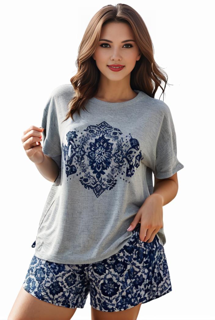 plus size casual pajama two piece set women s plus leopard heart print short sleeve tee shorts pajama 2 piece set 143984